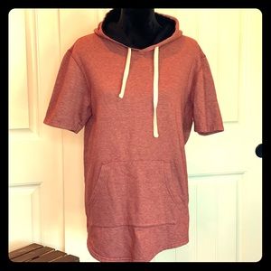 Short Sleeve Pull Over Hoodie Sweatshirt